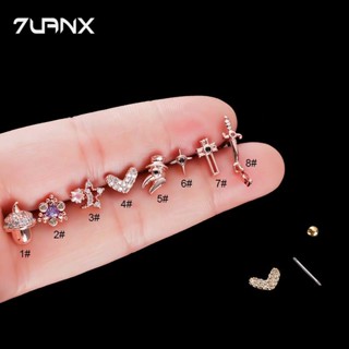  Khuyên tai 7UANX thép không gỉ nhiều thiết kế tùy chọn cá tính thời trang 