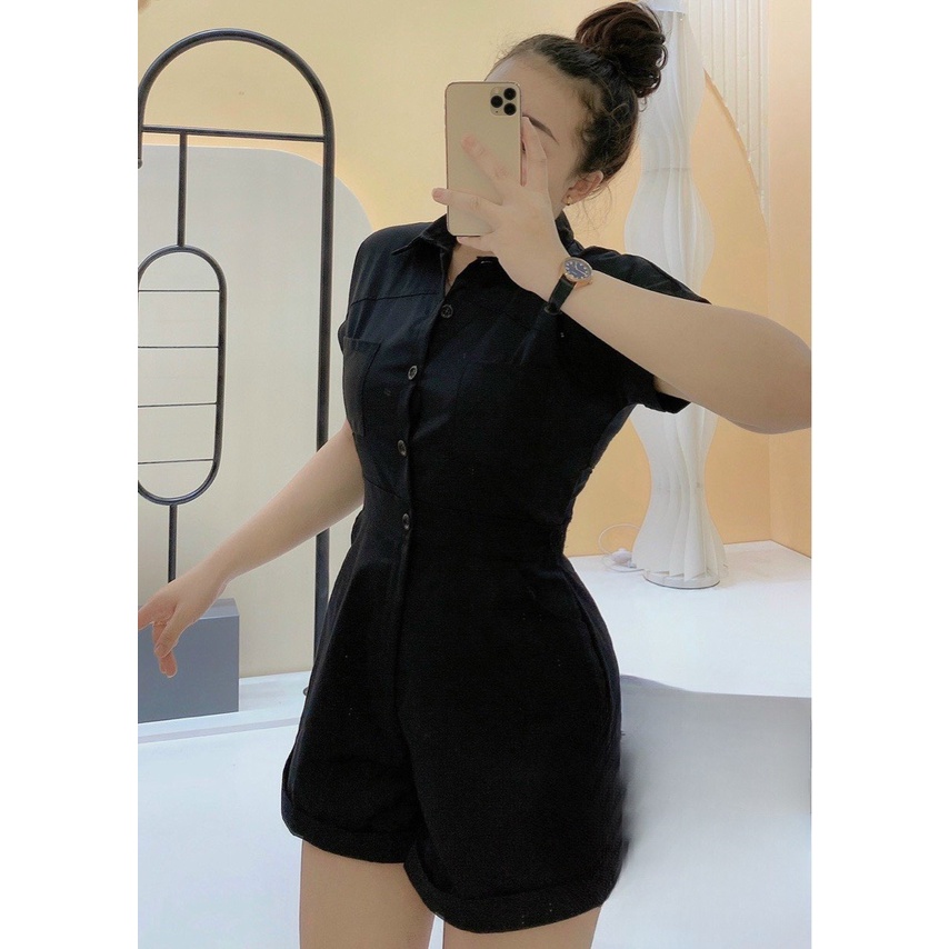 Bộ jumpsuit cổ sơ mi + quần gập gấu dễ thương bigsize Mũm Mĩm từ 50kg đến 100kg