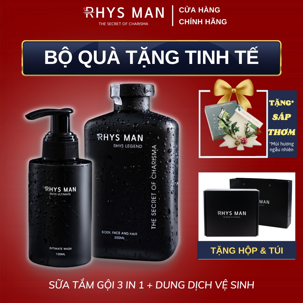 Bộ Quà Tặng Tinh Tế RHYSMAN - Sữa tắm gội nam hương nước hoa 350ml & Dung dịch vệ sinh nam giới 100ml