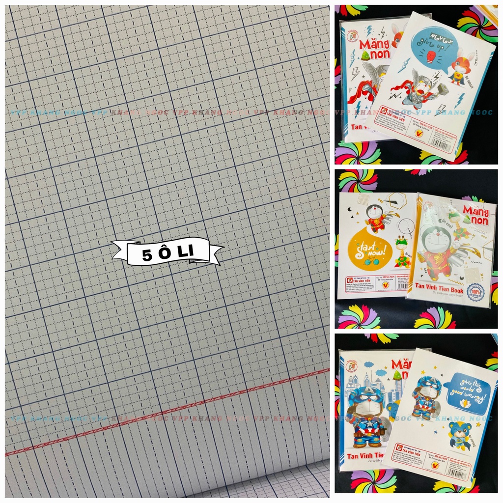 Tập Học Sinh 96 Trang Mèo Dép - Vở 5 Ô Li, Giấy A5 Dày 100Gsm Bìa Vở Doraemon, Kitty