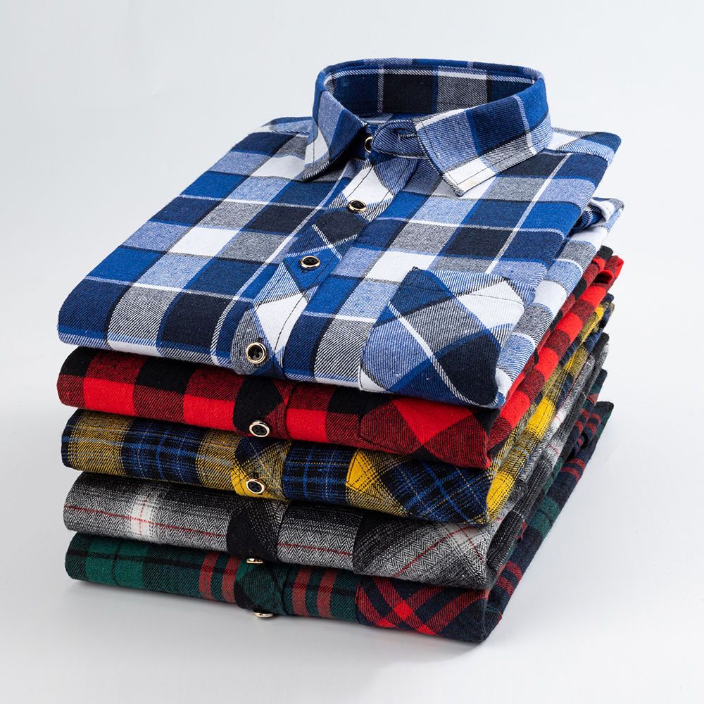 Áo Sơ Mi Cotton Tay Dài Có Thể Tái Chế Phong Cách Mới Mùa Xuân Thu Kích Thước Lớn Kẻ Sọc Caro Trẻ Trung Thông Thường Cho Đàn Ông Trung Niên#1227