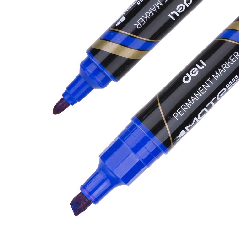 Bút Lông Dầu Deli Không Xóa Được 2 Đầu 2 Kích Thước S555/ U10430 Màu Xanh/Đen/Đỏ