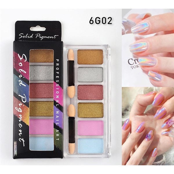 Hộp tráng gương 6 màu Solid, làm đẹp sang chảnh cho móng - Sushi nail mi