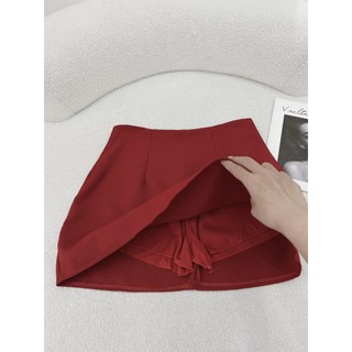 S184 - SET VÁY DẠ ĐỎ VIỀN TUA RUA