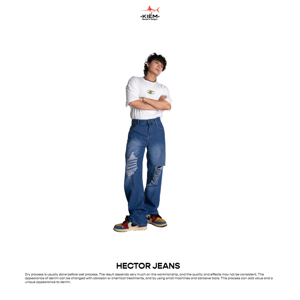 KIẾM LÀ MỐT HECTOR - quần jeans nam dài ống rộng màu xanh