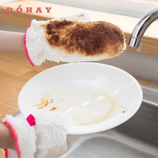 Bao tay rửa chén sợi bông, găng tay rửa bát bọc lông cách nhiệt chống nước, găng tay rửa chén mẫu mới 2023