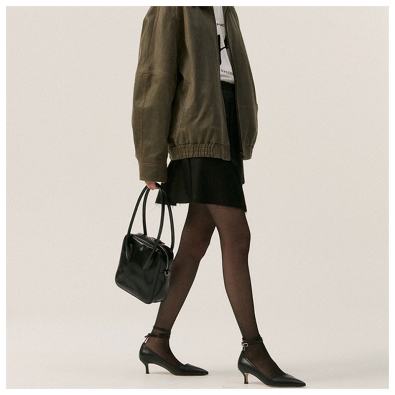 Mischa Túi Xách Đeo Vai Bằng Da PU Màu Trơn Đơn Giản Phong Cách retro