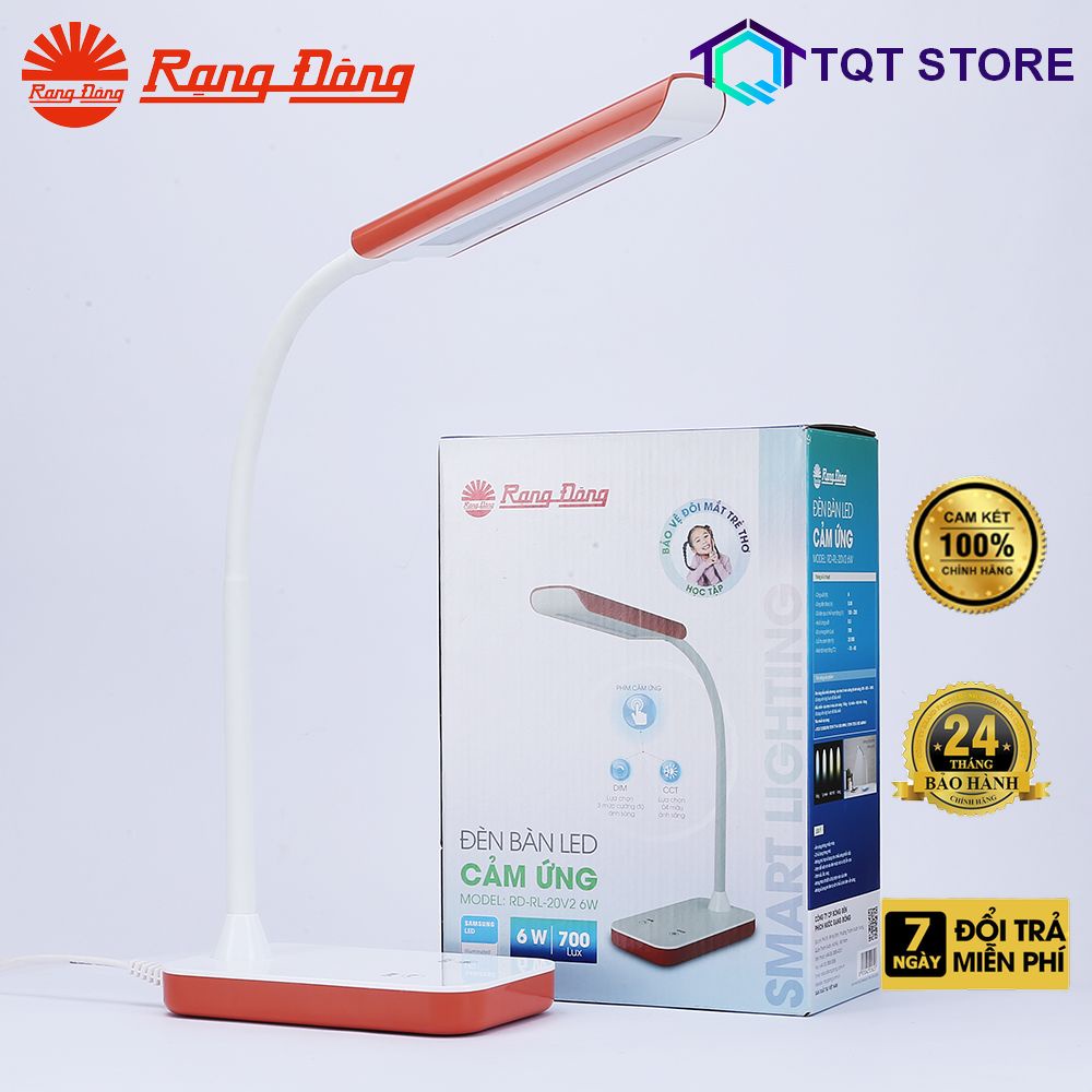 Đèn bàn LED Cảm ứng Rạng Đông, Bảo vệ thị lực, chống cận thị, Bảo hành chính hãng, Model: RD-RL-20V2.