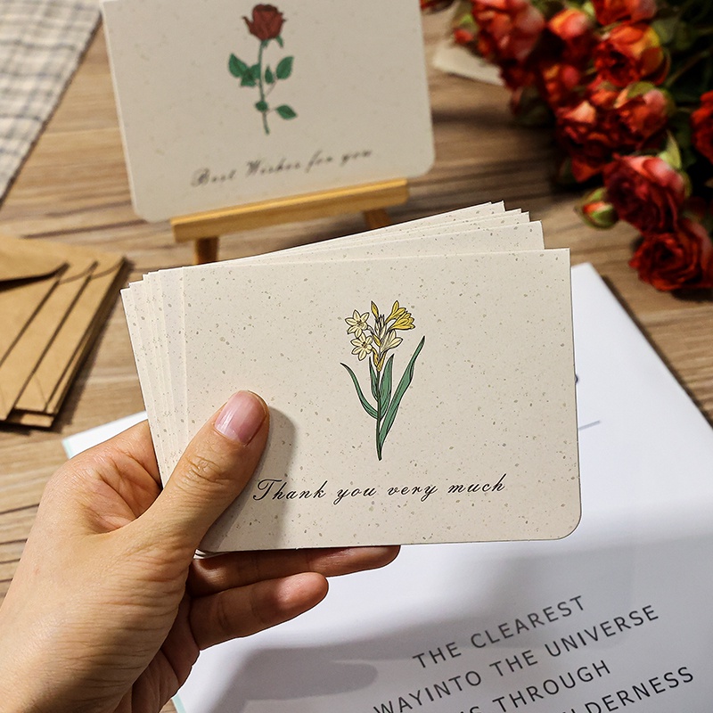 Set 6 Tấm Thiệp Mời Dạng Gập Phong Cách Retro Đẹp Mắt Thẻ