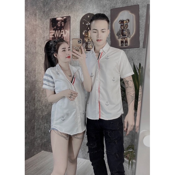 Áo sơ mi nam tay ngắn chất liệu kate lụa in họa tiết LV, BURBERRY