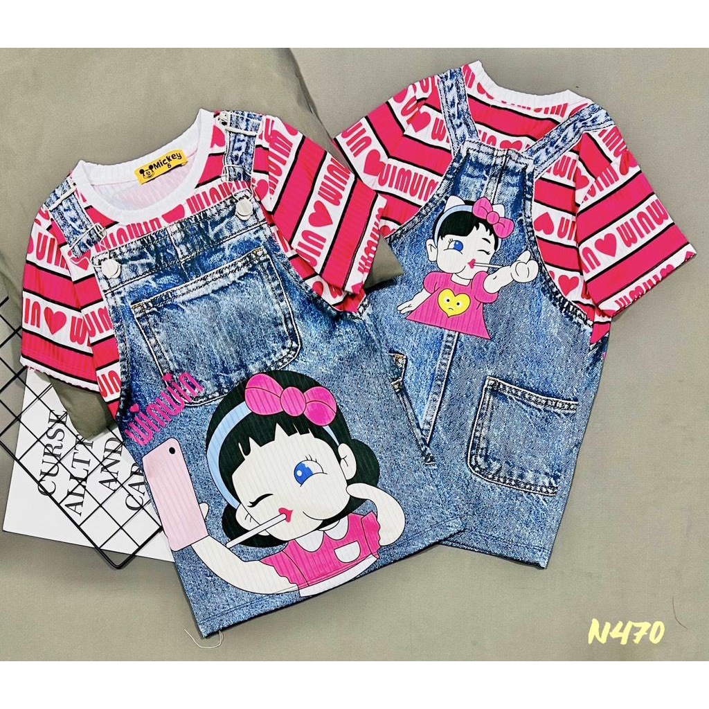 đầm yếm 3D giả jean size đại cho bé