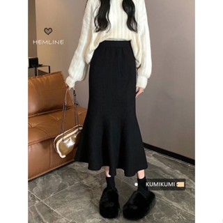   HÀNG SẴN  Chân váy len đuôi cá màu đen trắng be ôm body điệu đà nhẹ nhàng Hàn Quốc 