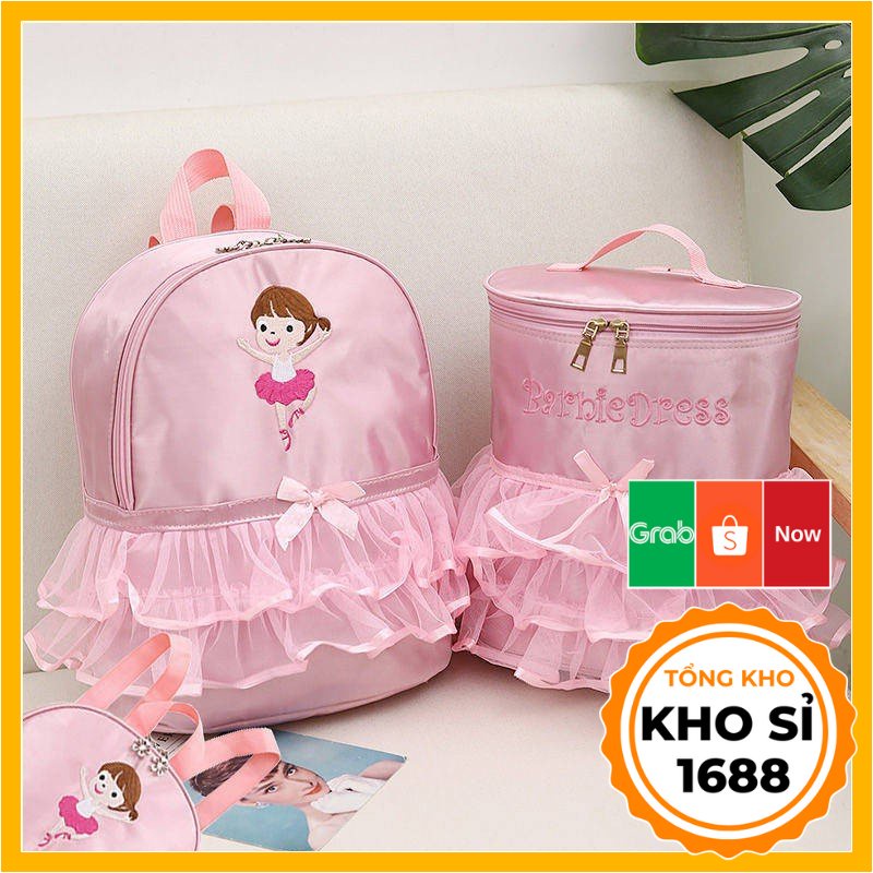 Balo cho bé mẫu giáo màu hồng kiểu dáng váy múa ballet xinh xắn đáng yêu E1045