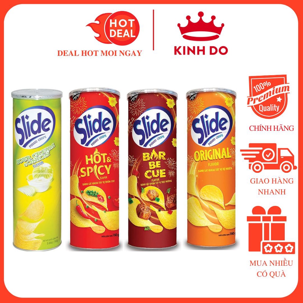 Snack Khoai Kây Chiên Slide Vị BBQ, Thơm Cay, Tự Nhiên, Cay Nồng, Kem Chua Hành