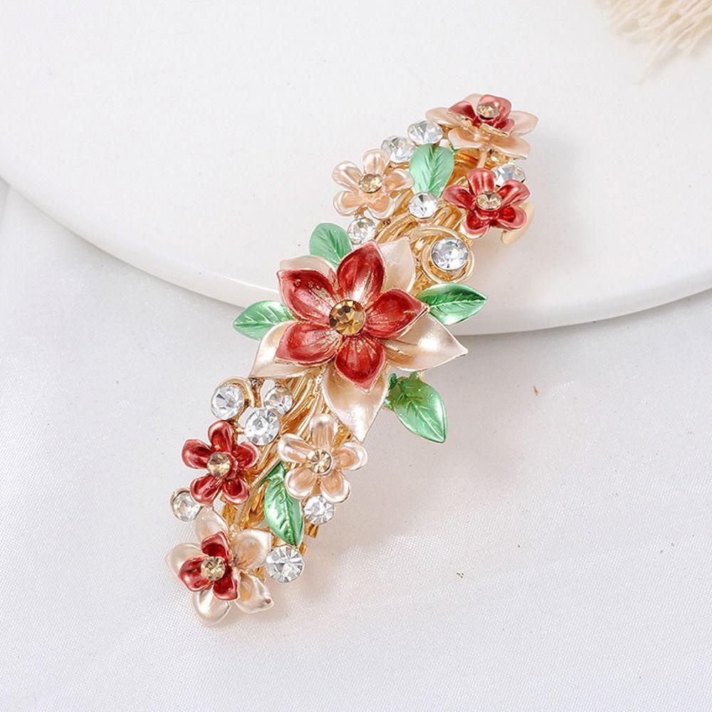 Kẹp Tóc Đuôi Ngựa Trang Trí Hình Hoa Lấp Lánh Thanh Lịch Giá Đỡ