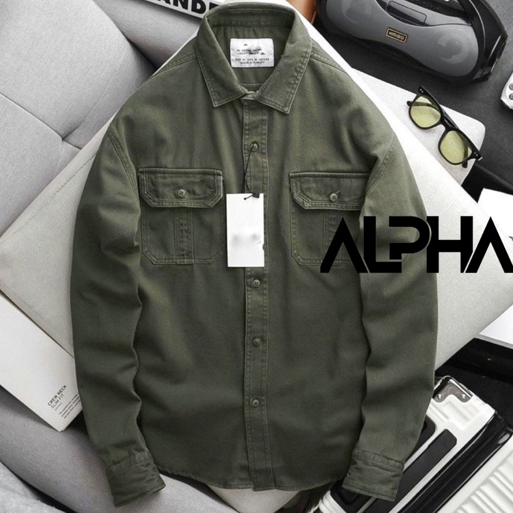 Sơ mi nam kaki 2 túi GEN ALPHA , chất vải kaki dày dặn, form slimfit thoáng mát GEN091