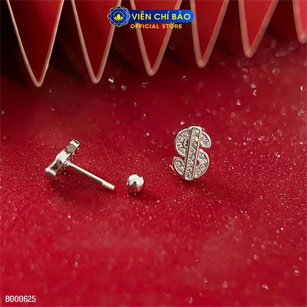 Bông tai tiề n đô chất liệu bạc Thái 925 thời trang phụ kiện trang sức nữ Viễn Chí Bảo B000625