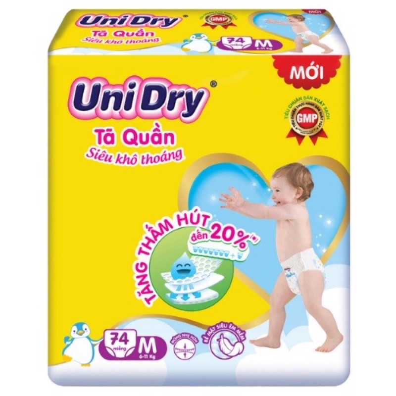 Tã quần UniDry đủ size M74/L68/XL62/XXL56 mẫu mới