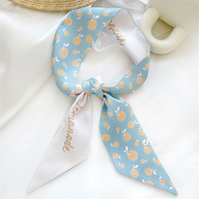 Khăn Choàng Cổ Kiêm Túi Xách Đa Năng 100x6cm In Họa Tiết Trái Cây Xinh Xắn Cho Nữ