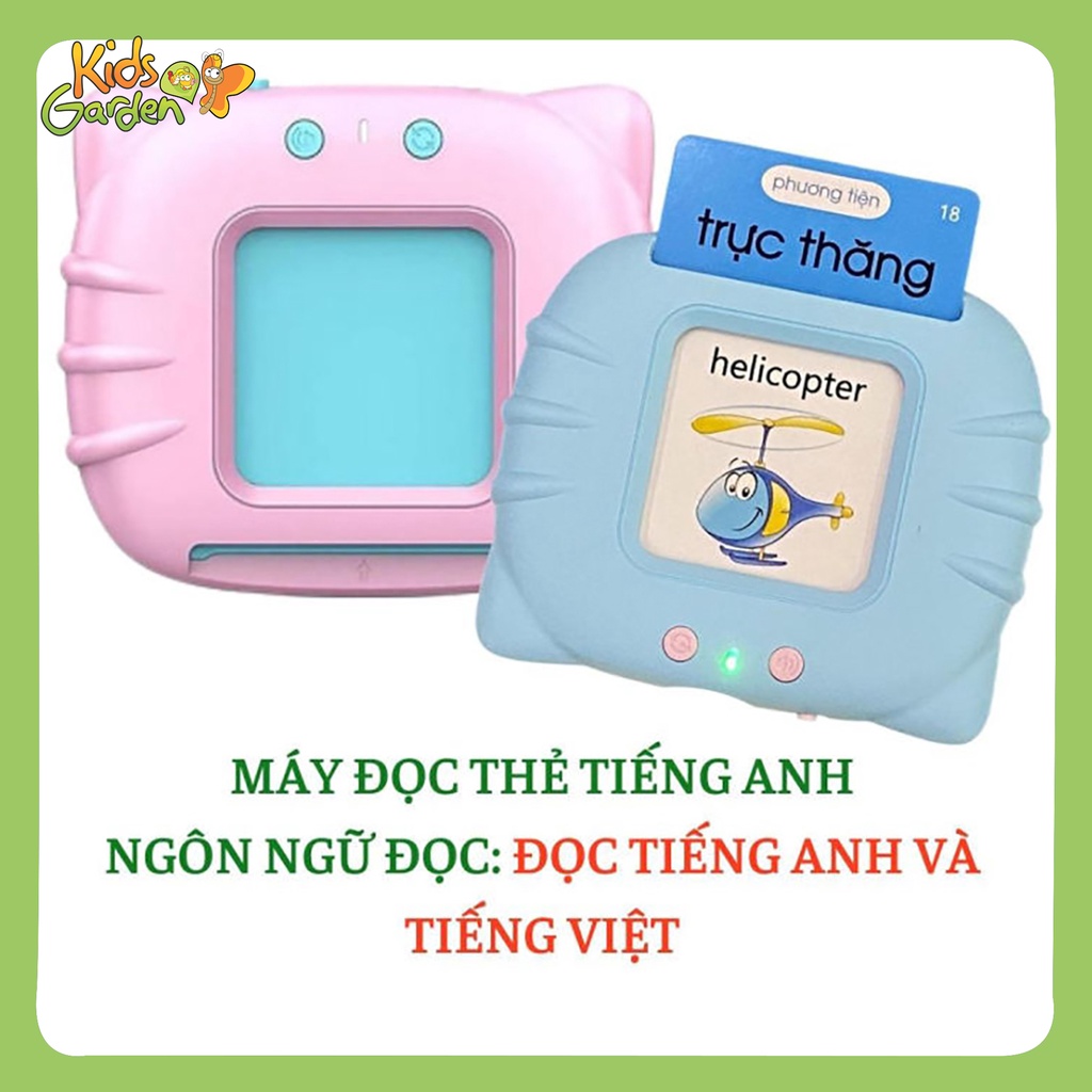 Đồ chơi trẻ em máy đọc thẻ tiếng anh flashcard 112 thẻ 224 từ khoá và 12 chủ đề song ngữ Anh Việt, thẻ học thông minh