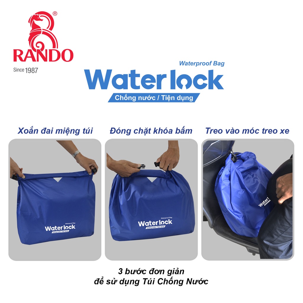 Túi WATERLOCK Vải Dù Cao Cấp Chống Nước, RANDO Chính Hãng, Túi Đựng Balo, Quần Áo, Đồ Dùng Cá Nhân Khi Đi Mưa