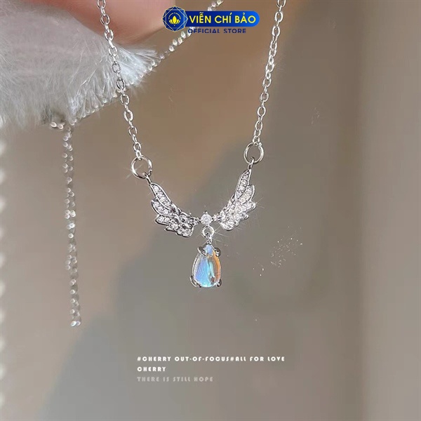 Dây chuyền bạc nữ cánh thiên thần đá mặt trăng chất liệu bạc 925 thời trang phụ kiện trang sức Viễn Chí Bảo D000252