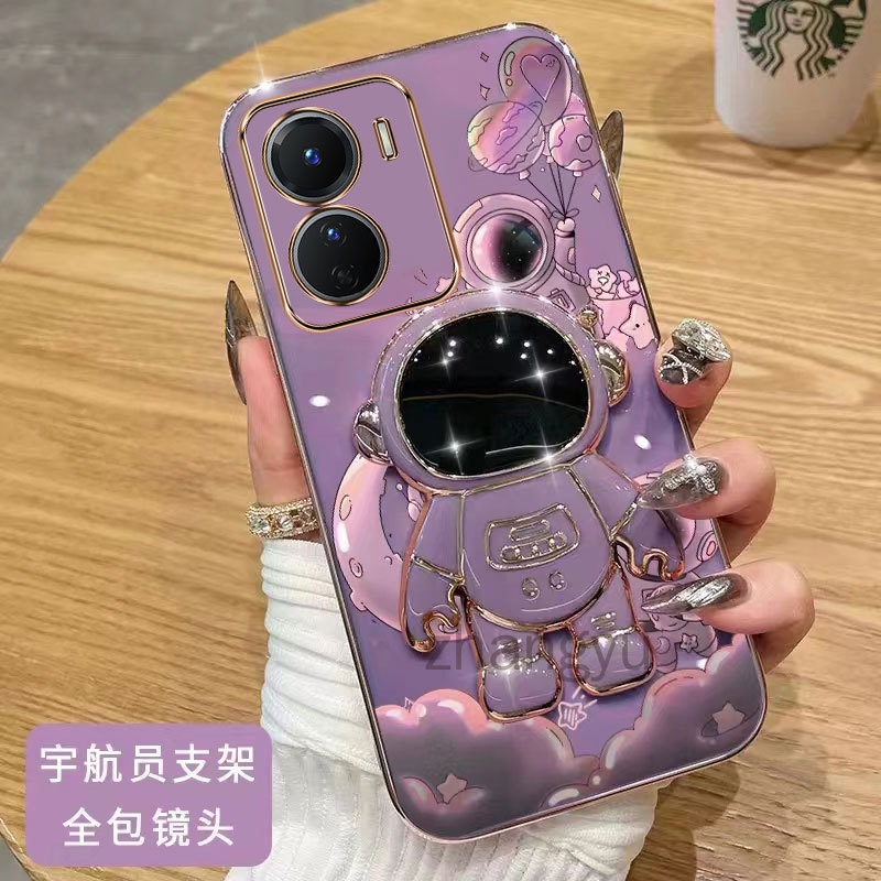 Ốp lưng Vivo Y16 4G Y15S 2021 Y15A 4G TPU 3D Mạ điện Ốp Điện Thoại TPU Mềm Siêu Mỏng Mạ Điện Hình Phi Hành Gia 3D Chống Sốc Cho Vivo Y16 4G Y15S 2021 Y15A 4G