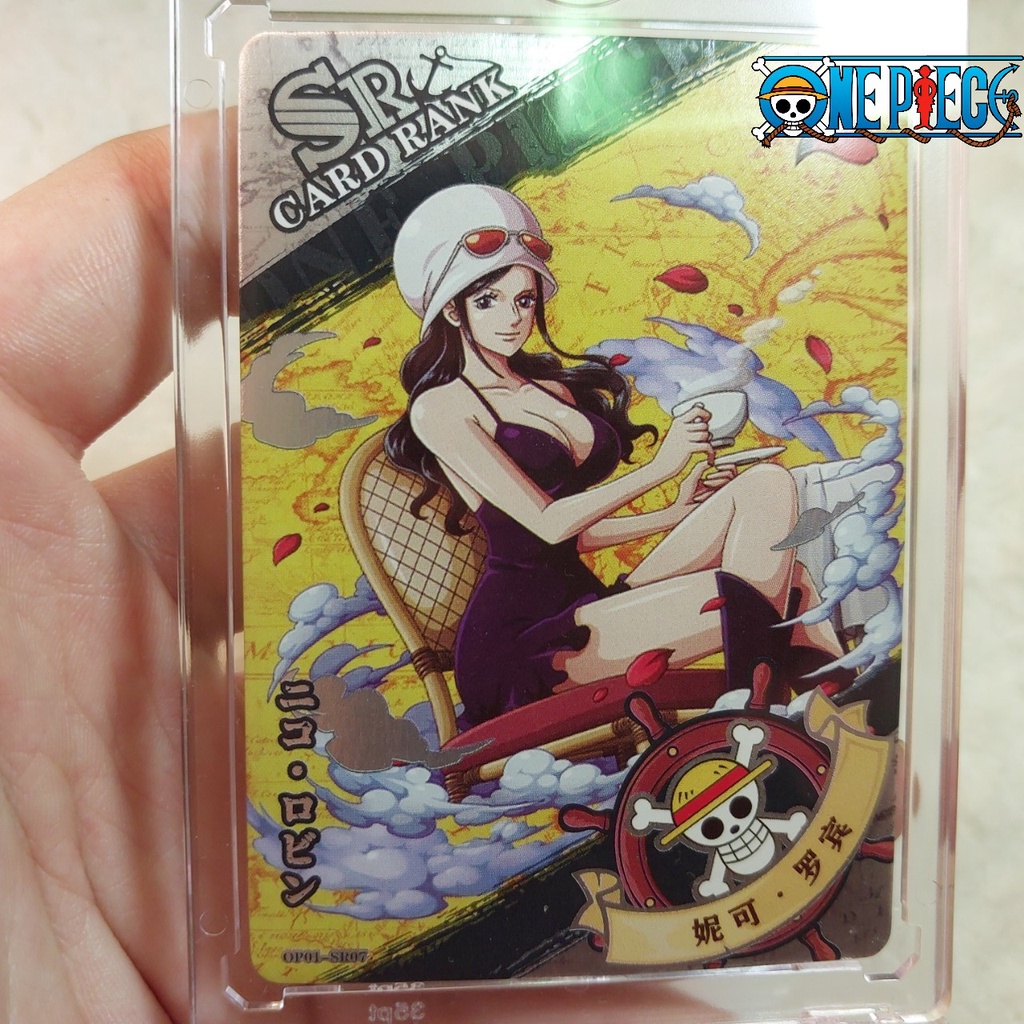 Thẻ OnePiece Nico Robin OP01 SR07 nữ khảo cổ học băng mũ rơm Anime One Piece hiệu ứng phản quang 1459 NF4 1-20