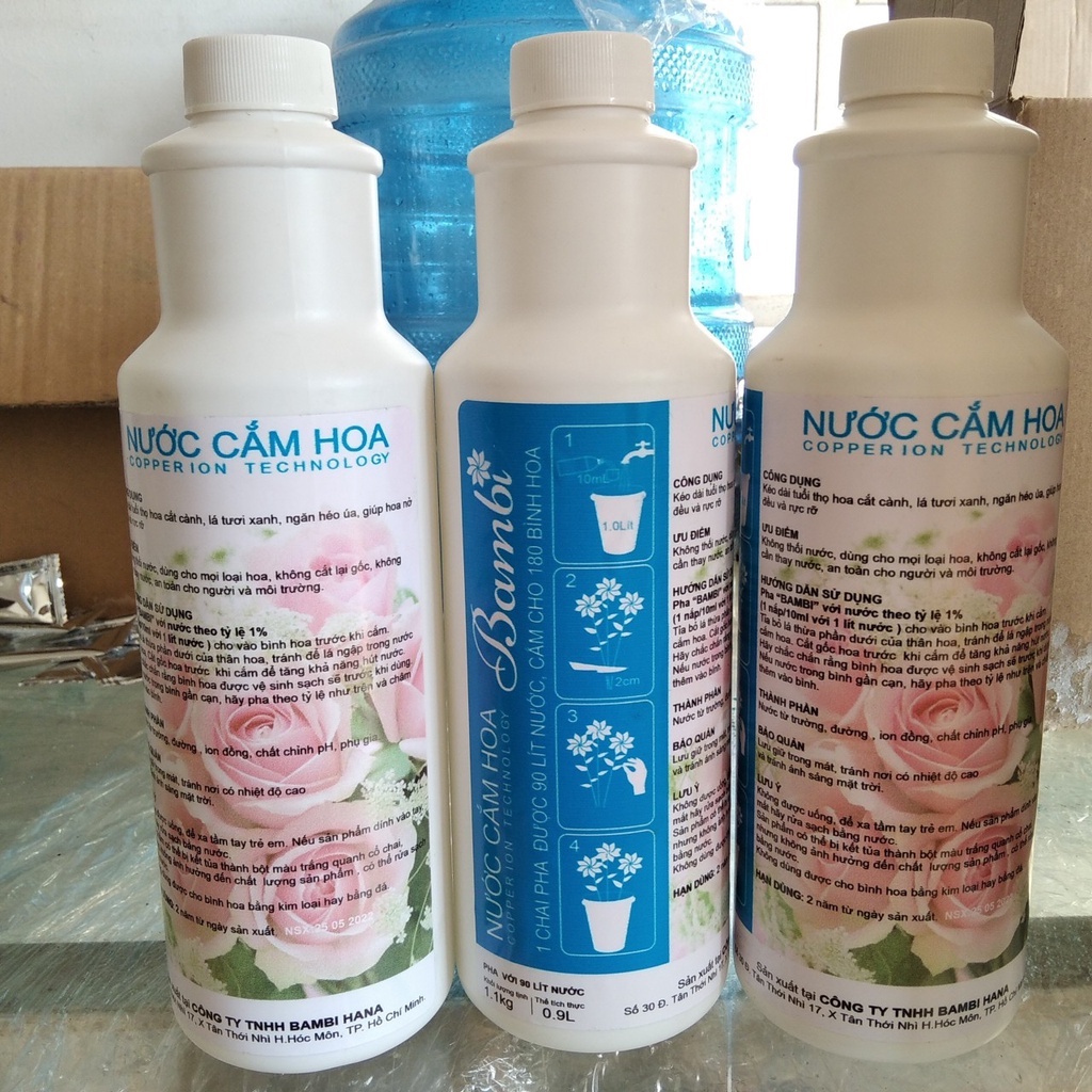 Nước dưỡng hoa tươi lâu Bambi Hana chai 0.9L pha được 90L nước