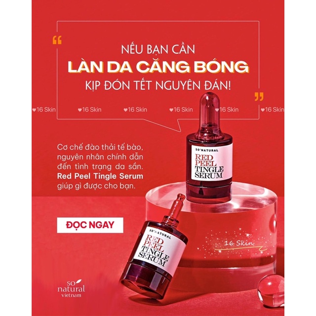 Tinh chất Red peel tingle serum So Natural thay da sinh học không bong tróc tẩy tế bào chết tái tạo da 10ml.