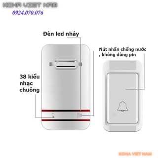 Chuông cửa không dây, không dùng pin, chống thấm nước - Chuông không dùng pin