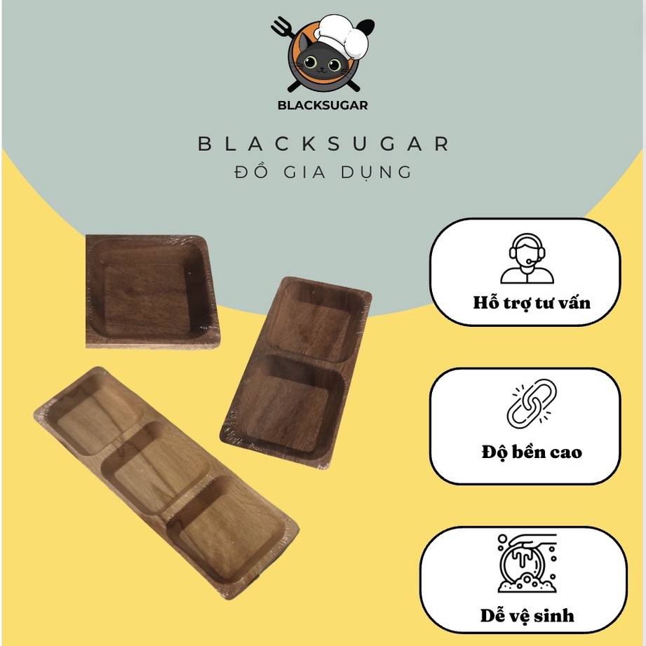 Bộ Khay Gỗ Đựng Nước Chấm,Nước Sốt,Gia Vị (1 Ngăn, 2 Ngăn, 3 Ngăn)