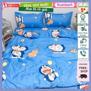 Ga giường bo chun cotton Poly Hàn Quốc 1m6x2m,1m8x2m,doremon đàn