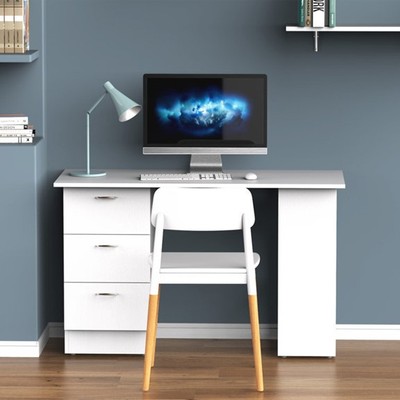 NEVA, Bàn làm việc 3 ngăn tủ kéo kèm kệ sách DEK_062, 120x48x77cm, Scandi Home