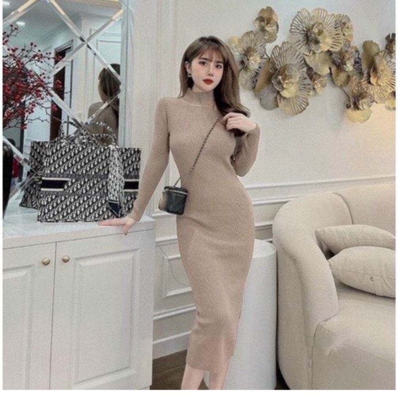 Váy tăm len body  mềm mại dáng siêu xinh HÀNG QC