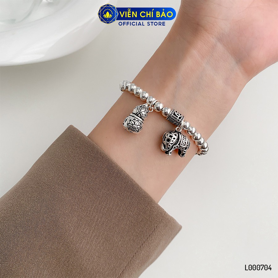 Vòng tay bạc nữ bi charm voi kim tiền hồ lô hoa sen chất liệu bạc 925 thời trang phụ kiện trang sức Viễn Chí Bảo L000704