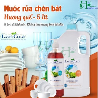 Nước rửa chén bát hữu cơ LayerClean Hương Quế 5L - Tặng kèm chai 300ml