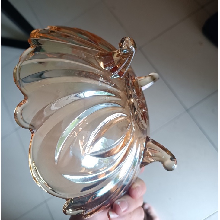 Đĩa thủy tinh 3 chân chất liệu thủy tinh cao cấp ,dùng trưng bày hoa quả , bánh kẹo...đường kính 24cm TRENDS HOUSE