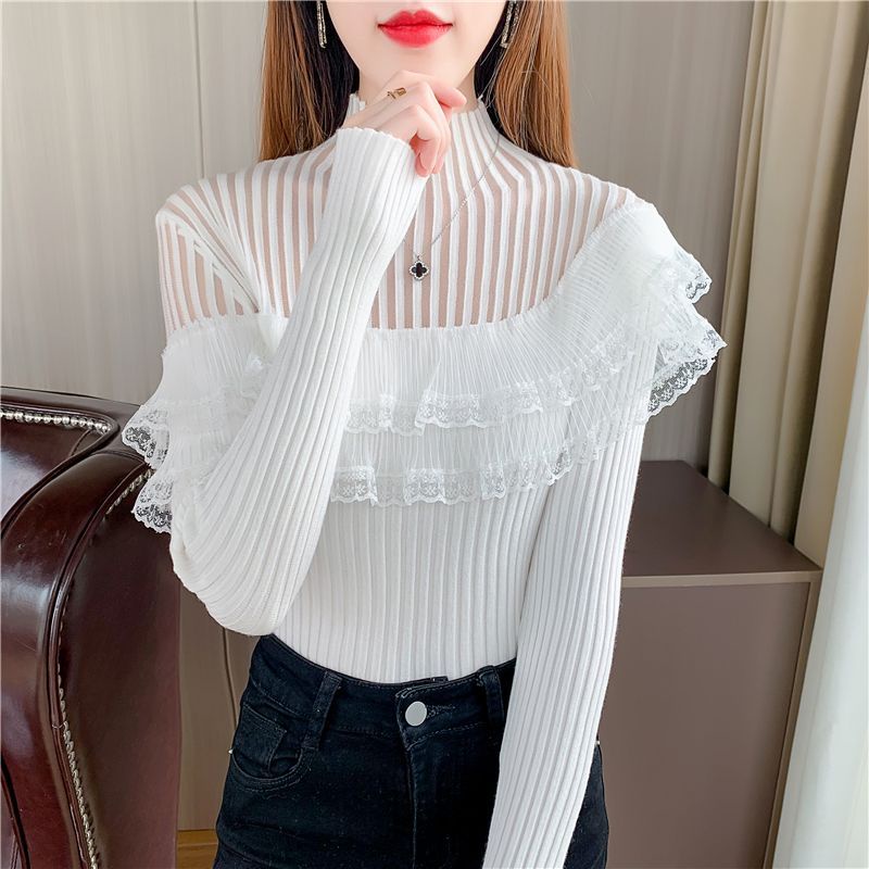 Áo Thun Tay Dài Cổ Cao Ôm Dáng Phong Cách Hàn Quốc Thời Trang Thu Đông Cho Nữ  Pu