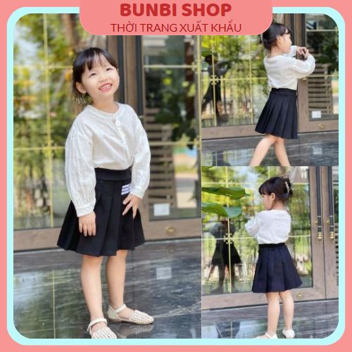 Chân váy xếp ly,chân váy đen umi lưng chun cực đẹp cho bé gái 12kg-45kg,hàng việt nam xuất khẩu chuẩn