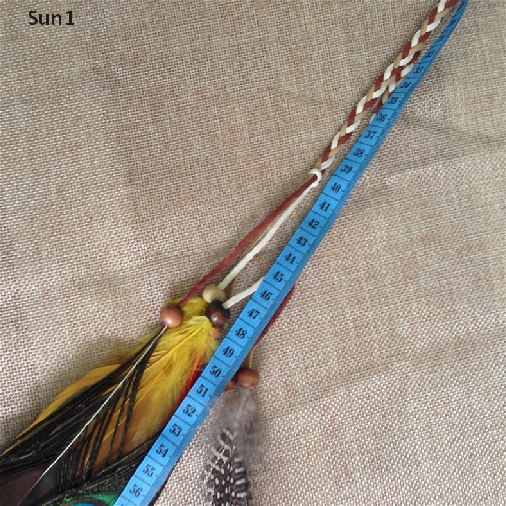 Sun1 > Băng Đô Bện Tóc Đính Lông Công Phong Cách Bohemian Dành Cho Nữ