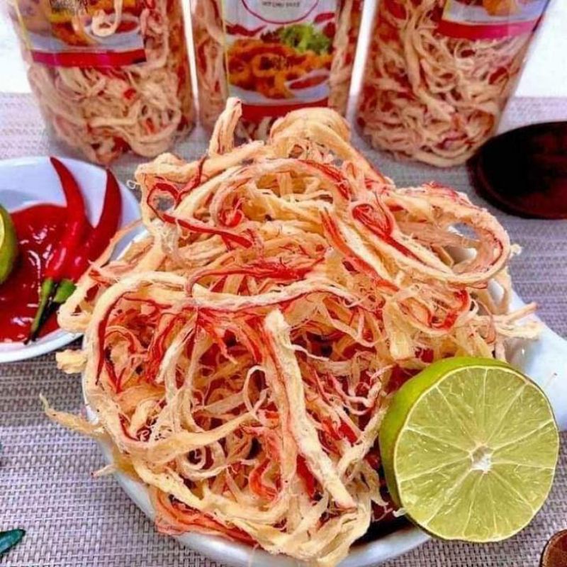 MỰC XÉ SỢI HẤP DỪA HŨ 250g 300g lai rai thơm ngon, đồ ăn vặt tại nhà đảm bảo chất lượng