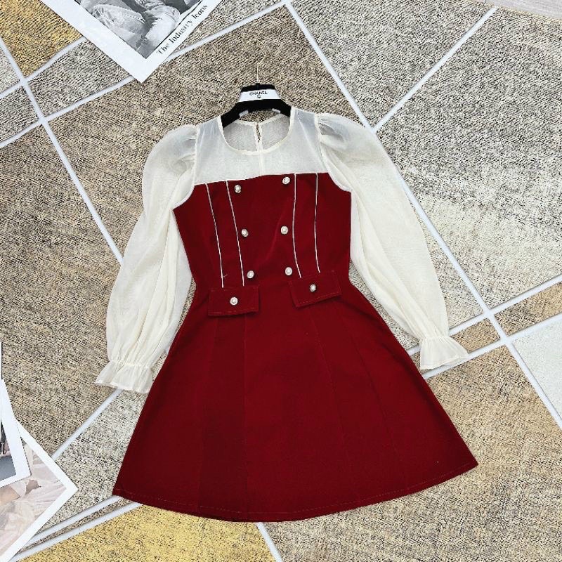 ĐẦM TAY DÀI PHỐI VOAN ĐÍNH NGỌC BIGSIZE 60-90KG ( BÈO BÉO BIGSIZE )