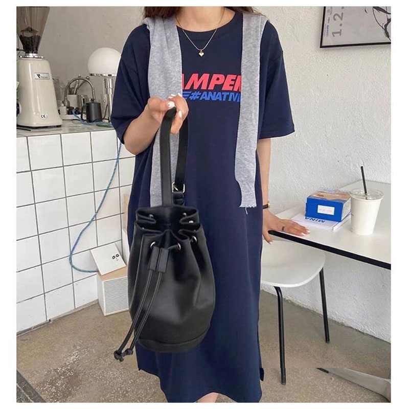 Mischa Túi Đeo Vai Da PU Màu Trơn Sức Chứa Lớn Phong Cách retro Đơn Giản Dễ Phối Đồ