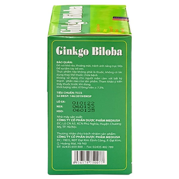 Viên uống bổ não GINKGO BILOBA - tăng cường tuần hoàn máu não
