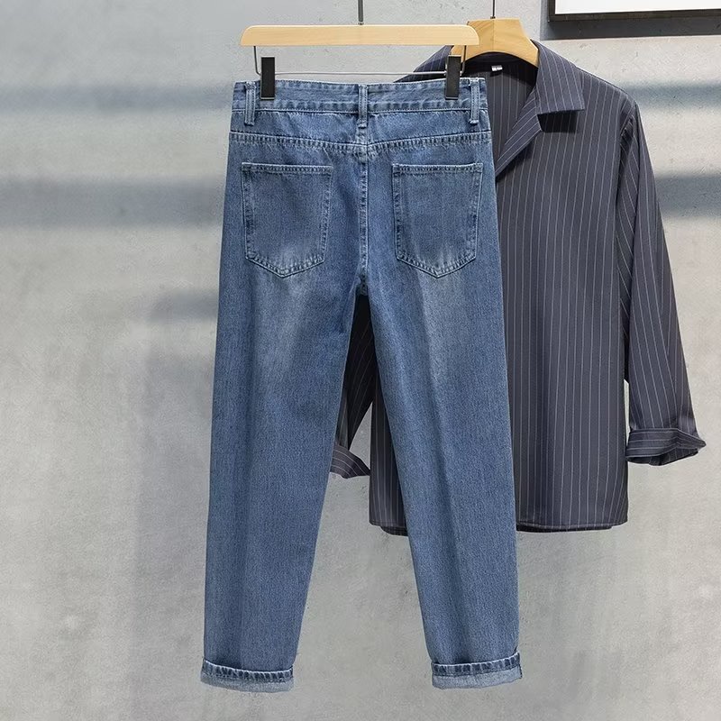 Quần Jean Dài Dáng Rộng Màu Sắc Đơn Giản Phong Cách Hàn Quốc Thời Trang Thu Đông Cho Nam