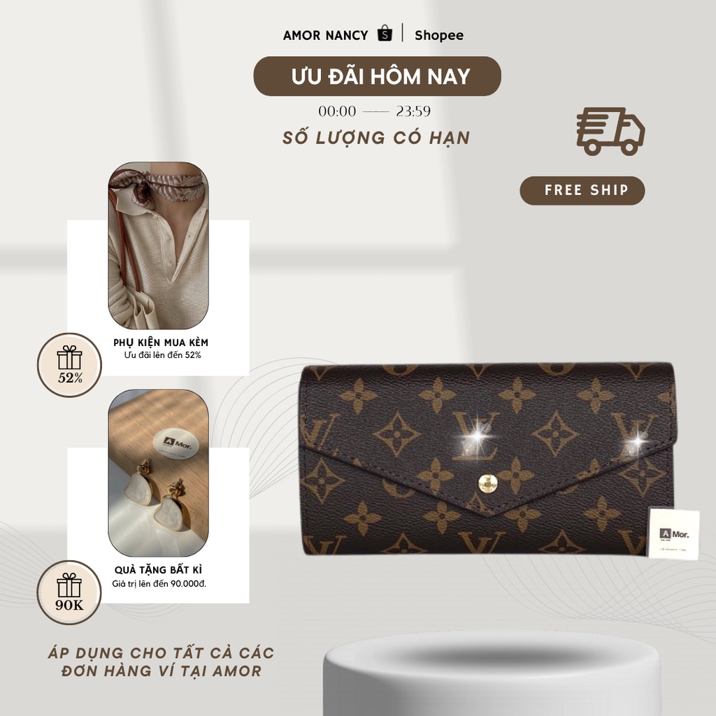 Ví cầm tay nữ dài bì thư 19.5 x 10cm, Ví nữ thời trang nhiều ngăn AMOR NANCY, Bóp tiền đựng thẻ 15 ngăn [07c1]