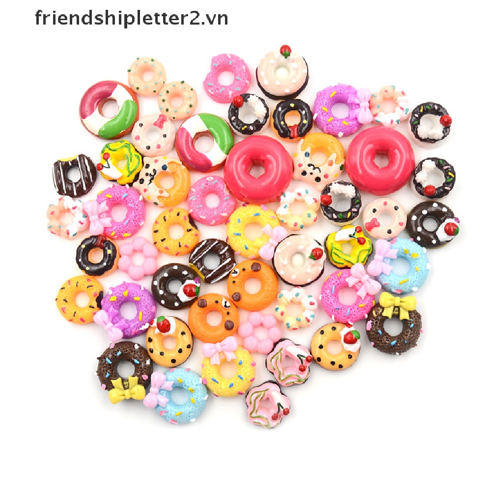 [Phụ Kiện] Set 10 Mô Hình Bánh Donut Bằng Nhựa Resin Đáng Yêu Trang Trí Điện Thoại Nhà Búp Bê DIY