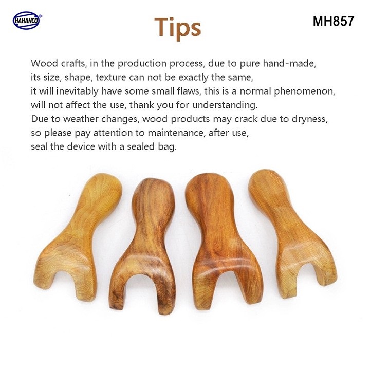 Dụng Cụ Mát xa MH857 HAHANCO Cổ, vai, mắt, mũi, mặt, kiểu thái bằng gỗ thơm
