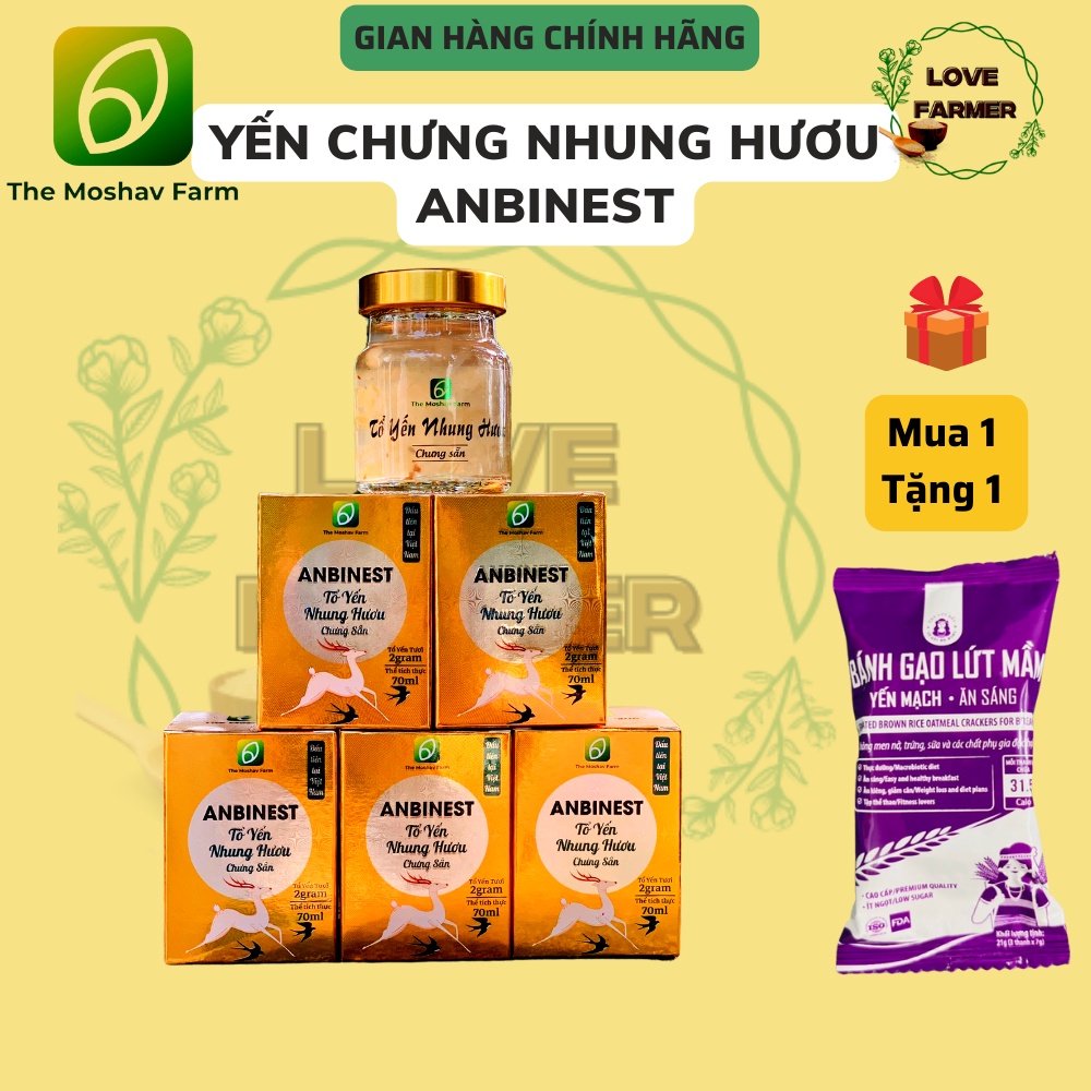 Tổ Yến Nhung Hươu Chưng Sẵn Anbinest-Yến chưng ANBINEST Dành Cho Người Già, Người Ốm, Trẻ Em, Bồi bổ cơ thể_ Block 6 hũ